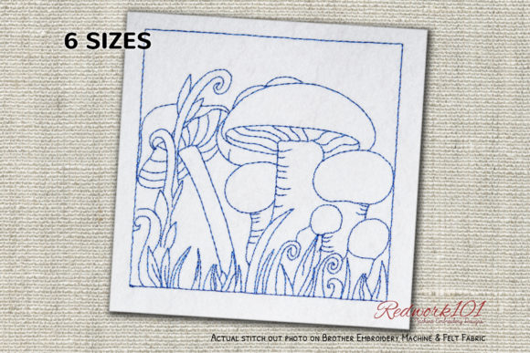 Mushroom Plant Redwork: A Seasonal Stitching Gem