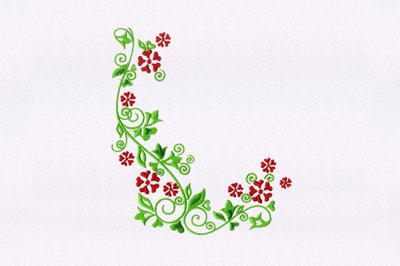 Red Flower Vines Embroidery Design